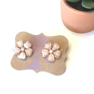 Crystal Peach Flower Post Earrings